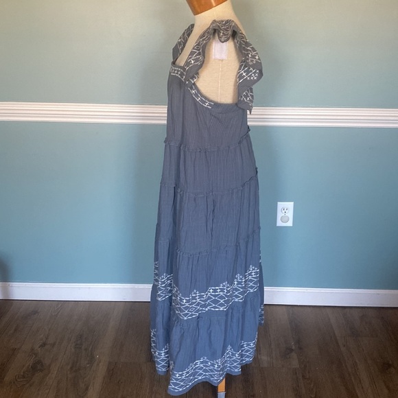 Knox Rose Steel Shore tiered flutter sleeve maxi dress. Sz M coastal cottagecore - Picture 7 of 8
